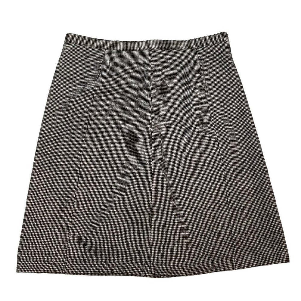 Orvis Skirt Womens Size 20 Black White Houndstooth Midi A-Line Wool Lightweight